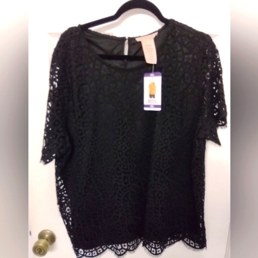 Women's Black Shell Lace Blouse